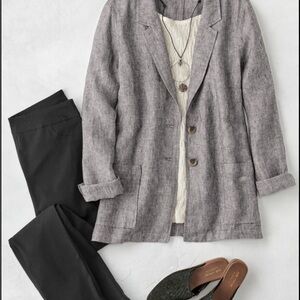 Coldwater Creek Light Gray Blazer with pockets linen new with tags size large